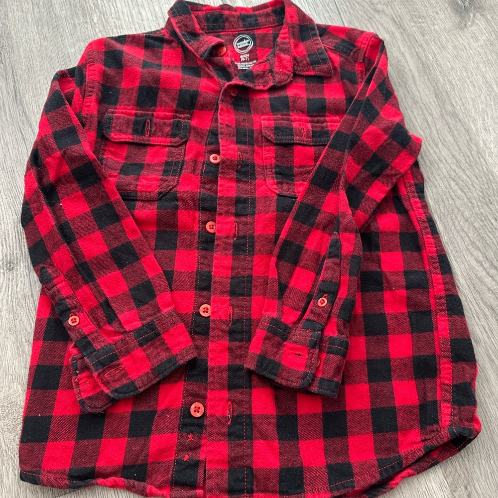 Wonder Nation Red and Black Checkered Kids Shirt